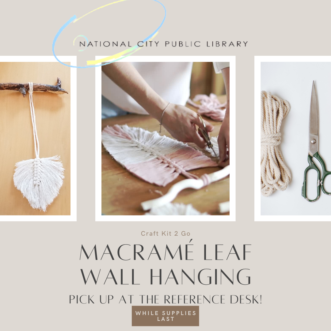 Macramé Leaf Wall Hanging. Pick up at the reference desk