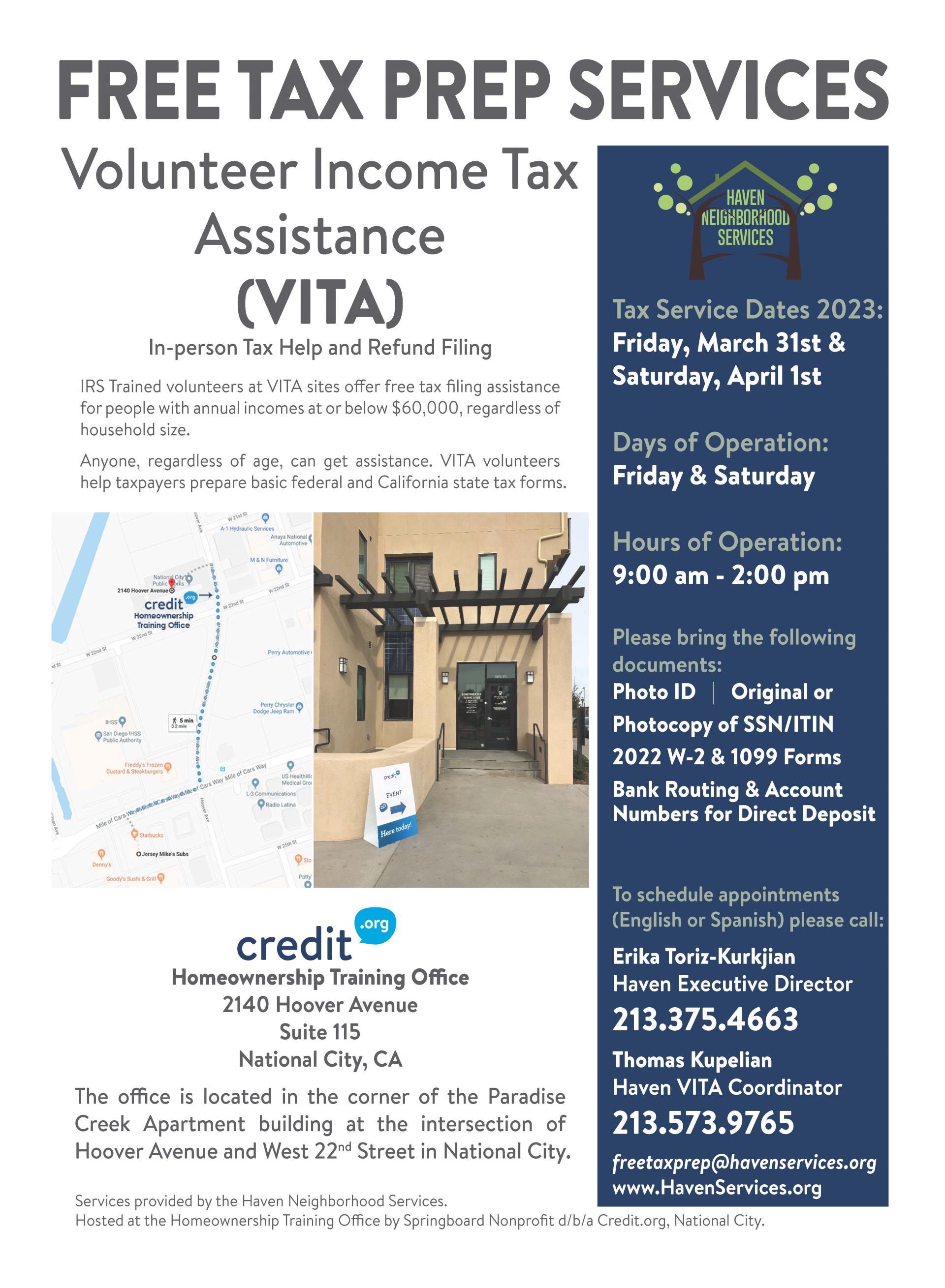 FREE TAX SERVICES VOLUNTEER INCOME TAX SERVICES