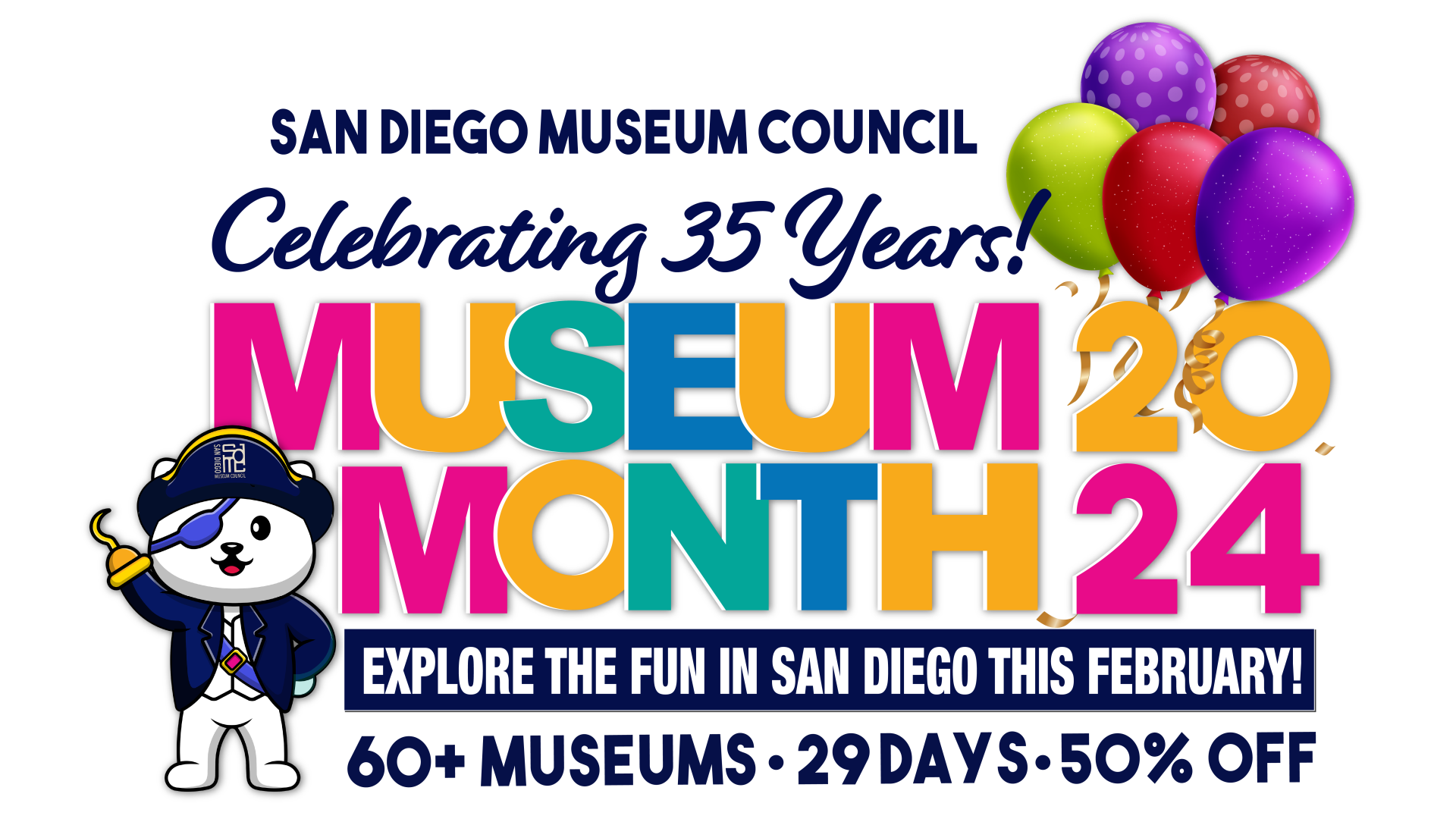 Image of Museum Month 24 logo with the text "explore the fun this February"