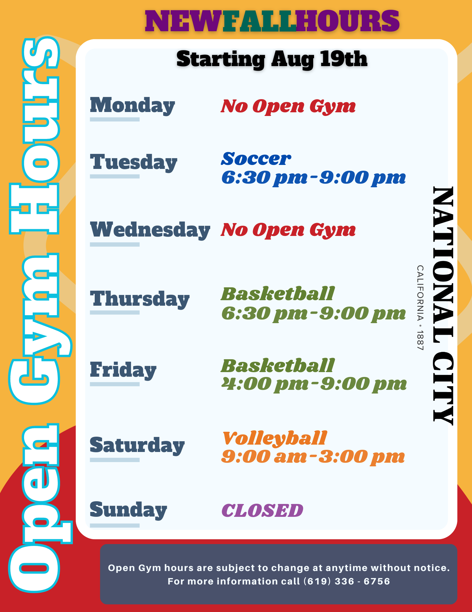 Open Gym Hours - Fall 2024