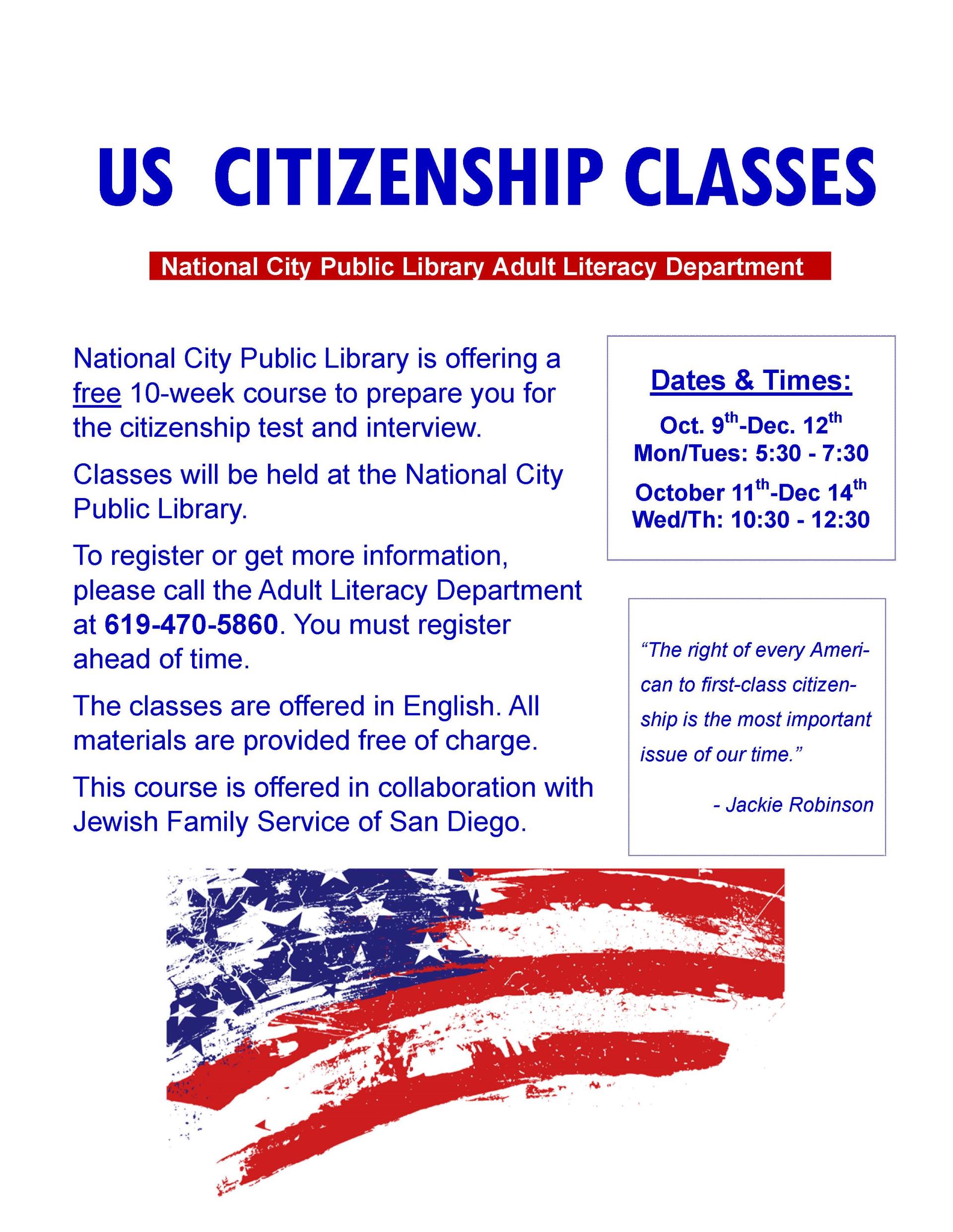 Citizenship Class Flyer JFS Oct Dec