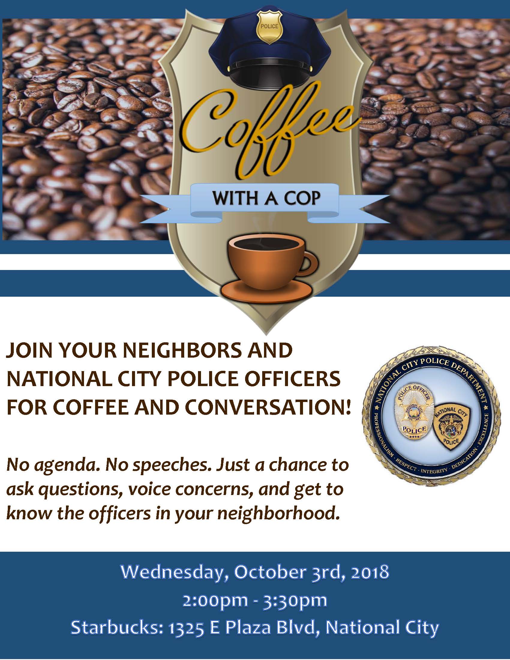 Cofee With A Cop- October 2018- E Plaza Blvd