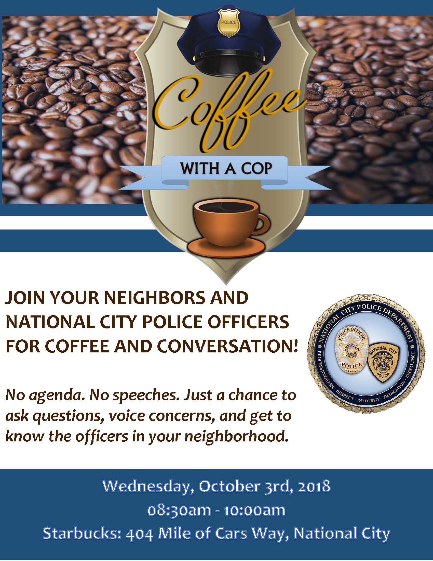 Cofee With A Cop- October 2018 Mile of Cars Way