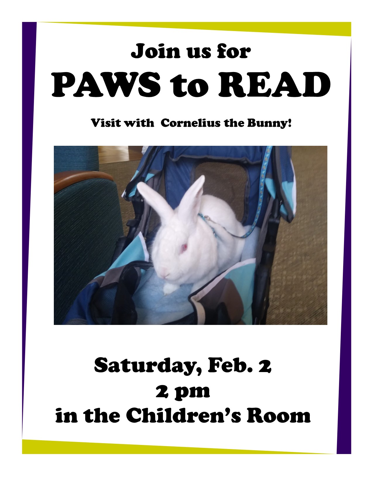 Paws to Read flyer (Cornelius)