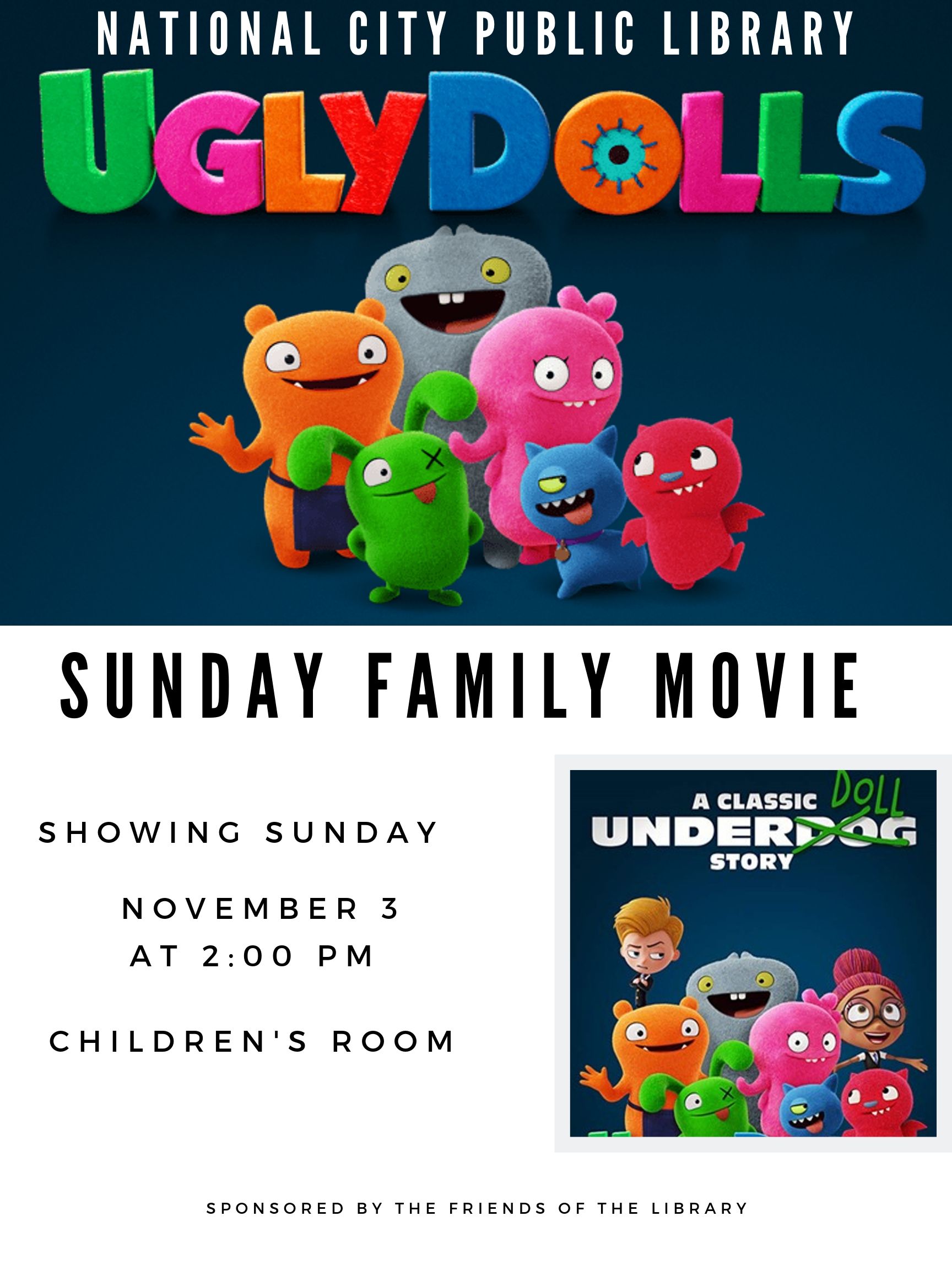 Family Movie Nov. 3 Ugly Dolls